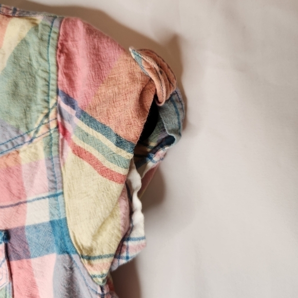 Levi's vintage blouse XS rainbow plaid cowgirl cut pockets snap buttons western - Picture 6 of 11